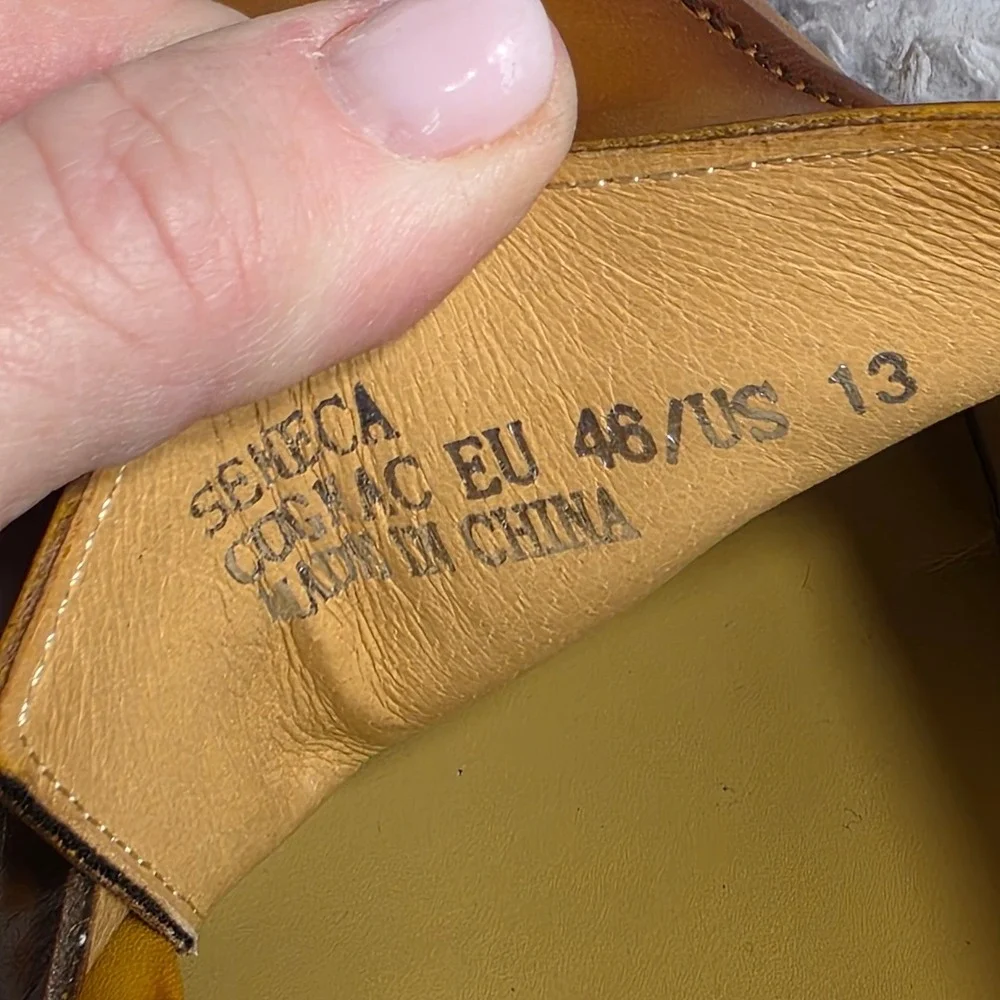 Maison Forte Seneca Cognac Burnished Leather Penny Loafers Square Toe Men 13 NEW